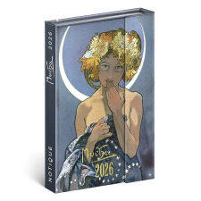  Határidőnapló mágnessel záródó REALSYSTEM 110x160mm heti sárga lapos Alphonse Mucha 2026. határidőnapló