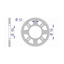  Hátsó lánckerék Afam alumínium önöntisztító 420 / 52 fog KX 80 / 85 egyéb motorkerékpár alkatrész
