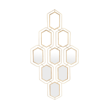  Hatszögletű 9 részes tükörmontázs aranyozott fém keretben 156x81x2,5cm bútor