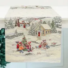  Havas reggel karácsonyi gobelin asztali futó 37x100 cm ezüst lurex lakástextília