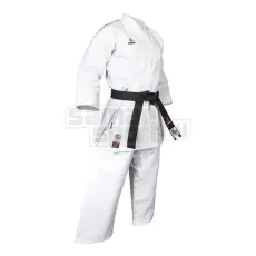 Hayashi Karate ruha, Hayashi, WKF, Katamori, 13 oz., fehér és színes hímzéssel, Fehér-kék szín, 155 cm méret
