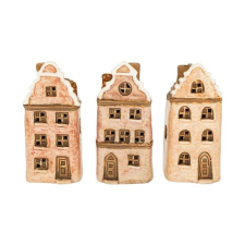  Ház világító ablakkal, LED-es 5x5x11,1 cm 3 féle dekorációs kellék