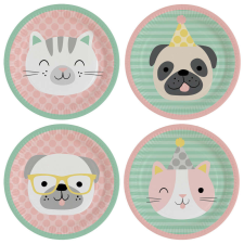 Háziállatok Hello Pets papírtányér 8 db-os 23 cm party kellék