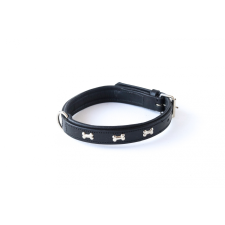 HB 7005  kutyanyakörv nikkelcsontokkal fekete 60cm bőr nyakörv különleges nyakörvek nyakörv, póráz, hám kutyáknak