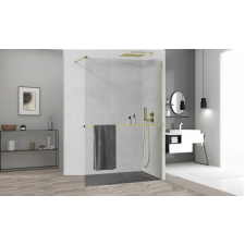 HD Arlo Plus Gold Walk-In Nano zuhanyfal 120 cm, 8 mm vastag vízlepergető biztonsági üveggel, arany színű, 200 cm magas kád, zuhanykabin
