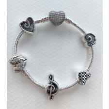  Heart 2 Pandora stílusú karkötő 18 cm karkötő
