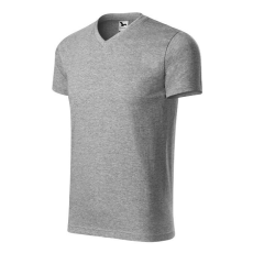  Heavy V-neck póló unisex sötétszürke melírozott S