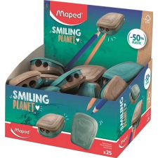  Hegyező display, kétlyukú, tartályos, műanyag, FSC, MAPED "Smiling Planet" hegyező