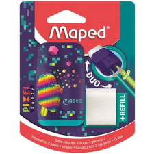  Hegyező és radír, kétlyukú, tartályos, pótradírral, MAPED "Pixel Party Connect" hegyező