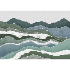  Hegység hegyvonulat absztrakt megjelenítése fehér világosszürke kék és zöld tónusok falpanel/digitális nyomat tapéta, díszléc és más dekoráció