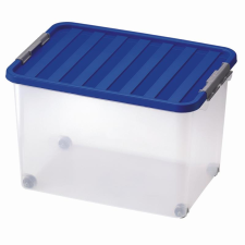 Heidrun Clipbox Átlátszó Tároló doboz  45L 52x36,5x34cm gurulós, Clippes tetővel bútor