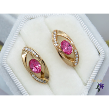  Heike antiallergén pink kristályköves fülbevaló-18K fülbevaló
