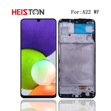 HEISTON Heiston OLED Fekete kijelző kerettel Samsung A22 4G készülékhez mobiltelefon, tablet alkatrész