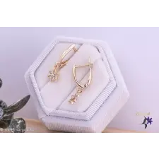  Héli goldfilled kisvirágos csüngős fülbevaló-18K fülbevaló