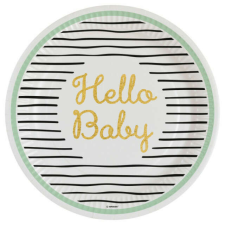 Hello Baby Gold papírtányér 8 db-os 23 cm party kellék