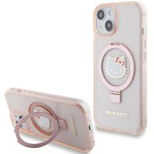 HELLO KITTY HKHMP15SHRSGEP iPhone 15 / 14 / 13 6.1&quot; rózsaszín keménytok gyűrűs állvány Glitter Electrop Logo MagSafe tok és táska