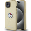 HELLO KITTY HKHMP15SPGHCKD iPhone 15 / 14 / 13 6.1" arany keménytok bőr Kitty Head MagSafe