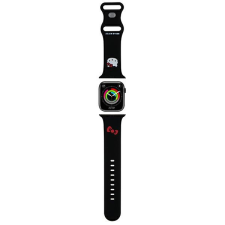 HELLO KITTY óraszíj HKAWLSCHBLK Apple Watch 42/44/45/49mm fekete szíj Szilikon Kitty Head okosóra kellék
