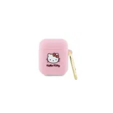  Hello Kitty szilikon 3D Kitty fej tok AirPods 1/2 - rózsaszín fülhallgató, fejhallgató tok