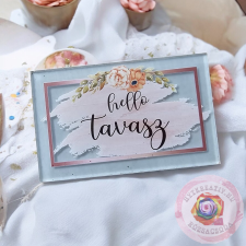 HELLO TAVASZ RÓZSASZÍN TÉGLALAP PLEXI tábla dekorációs kellék