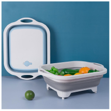  Helytakarékos, összecsukható 3in1 konyhai szilikon kosár - zöldégmosó, vágódeszka és tárolóedény (BBM) papírárú, csomagoló és tárolóeszköz