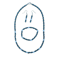 Hematit-Opalit Ékszerkészlet - Nyaklánc, Karkötő, Fülbevaló - 52cm ékszer szett