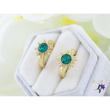  Henia antiallergén zöld kristályköves virág fülbevaló-14K fülbevaló