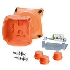 Hensel FK 0402 funkciómegtartó doboz ( DIN 4102) összekötő kapocs nagy hőállóságú kerámiából, kapocstartomány 1,5-6 mm2, Cu, védett szereléshez, narancs, RAL 2003 villanyszerelés