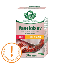 Herbária Zrt. Herbária Vas + Folsav tabletta cinkkel és B12-vitaminnal 60x vitamin és táplálékkiegészítő