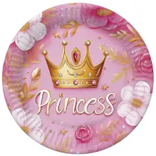  Hercegnő Crown papírtányér 8 db-os 22,7 cm party kellék