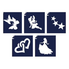  Hercegnős mini sablon szett 5db csillámtetoválás