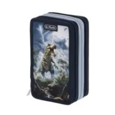  Herlitz 3 emeletes tolltartó, T-Rex, töltött, 31 részes tolltartó