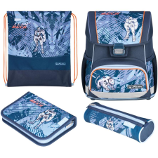 Herlitz Loop Plus TechMech Iskola táska szett - Kék mintás (50049042) iskolatáska