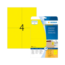 HERMA 105*148 mm-es Herma A4 íves etikett címke, sárga színű (20 ív/doboz) etikett