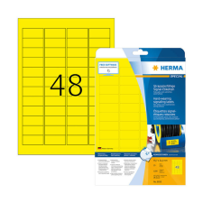 HERMA 45,7*21,2 mm-es Herma A4 íves etikett címke, sárga színű (25 ív/doboz) etikett
