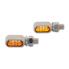 HIGHSIDER CNC LED irányjelzők Kis Bronx, Ezüst, Füstüveg, E-jóváhagyással, (Pár) motorkerékpár irányjelző