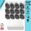  Hikvision 12 turret kamerás analóg megfigyelőrendszer 2MP biztonsági kamera, ColorVu Dual-light látható fény 20m, beépített mikrofonnal, kültéri