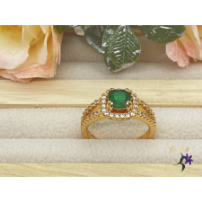  Hilda gazdagon díszített antiallergén köves gyűrű 18K - zöld gyűrű