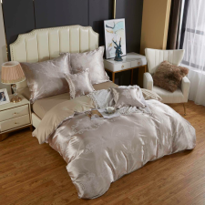  Hímzett szatén ágynemű 220x200 bézs AT015 lakástextília