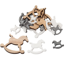  Hintaló fa natúr-szürke-fehér 18db-os dekorációs kellék