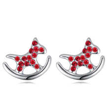 Hintaló- piros- Swarovski kristályos fülbevaló fülbevaló