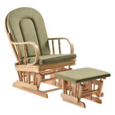  Hintaszék lábtartóval, természetes/zöld, DALBERT bútor