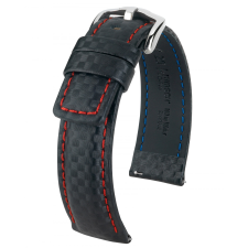 Hirsch Carbon, fekete/piros 24/22 óraszíj