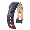 Hirsch Rally bivalybőr óraszíj, fekete/piros, 24/22