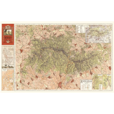 HM Mátra falitérkép antik, faximile 1933 HM térkép