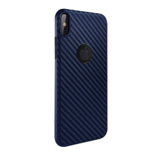Hoco DELICATE SHADOW szilikon telefonvédő (karbon minta, logó kivágás) SÖTÉTKÉK [Apple iPhone XS 5.8] (5996457822331) tok és táska
