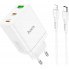 Hoco N33_W_LIGHTNING-TYPE-C Hálózati Töltő - Fehér ( )