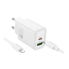 Hoco N61 USB+Type-C hálózati töltő 20W+ lightning kábel fehér (N61_USB_TYPEC_LIGHTNING_W) (N61_USB_TYPEC_LIGHTNING_W)