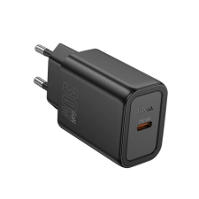 Hoco N62 USB-C Hálózati Gyorstöltő Adapter 30W - Fekete (N62 BLACK) mobiltelefon kellék