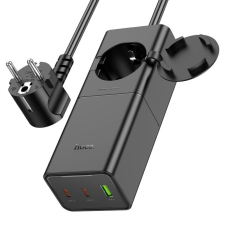 Hoco . NS4 Sharp elosztó, 1 hálózati és 3 USB csatlakozóval, fekete (NS4) hosszabbító, elosztó